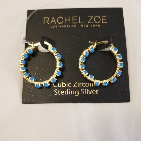 Rachel Zoe Jewelry - Rachel Zoe Cubic Zirconia Gaux Gold Hoop Earrings